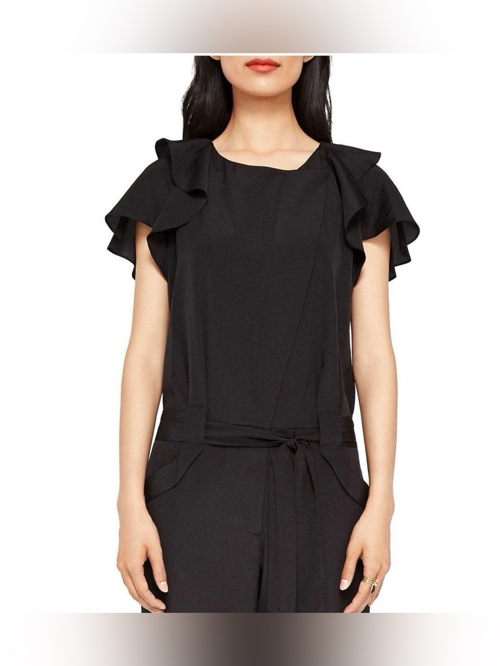 Ted Baker Steffea Draped-sleeve Crepe Black Jumpsuit, Ted Size 1